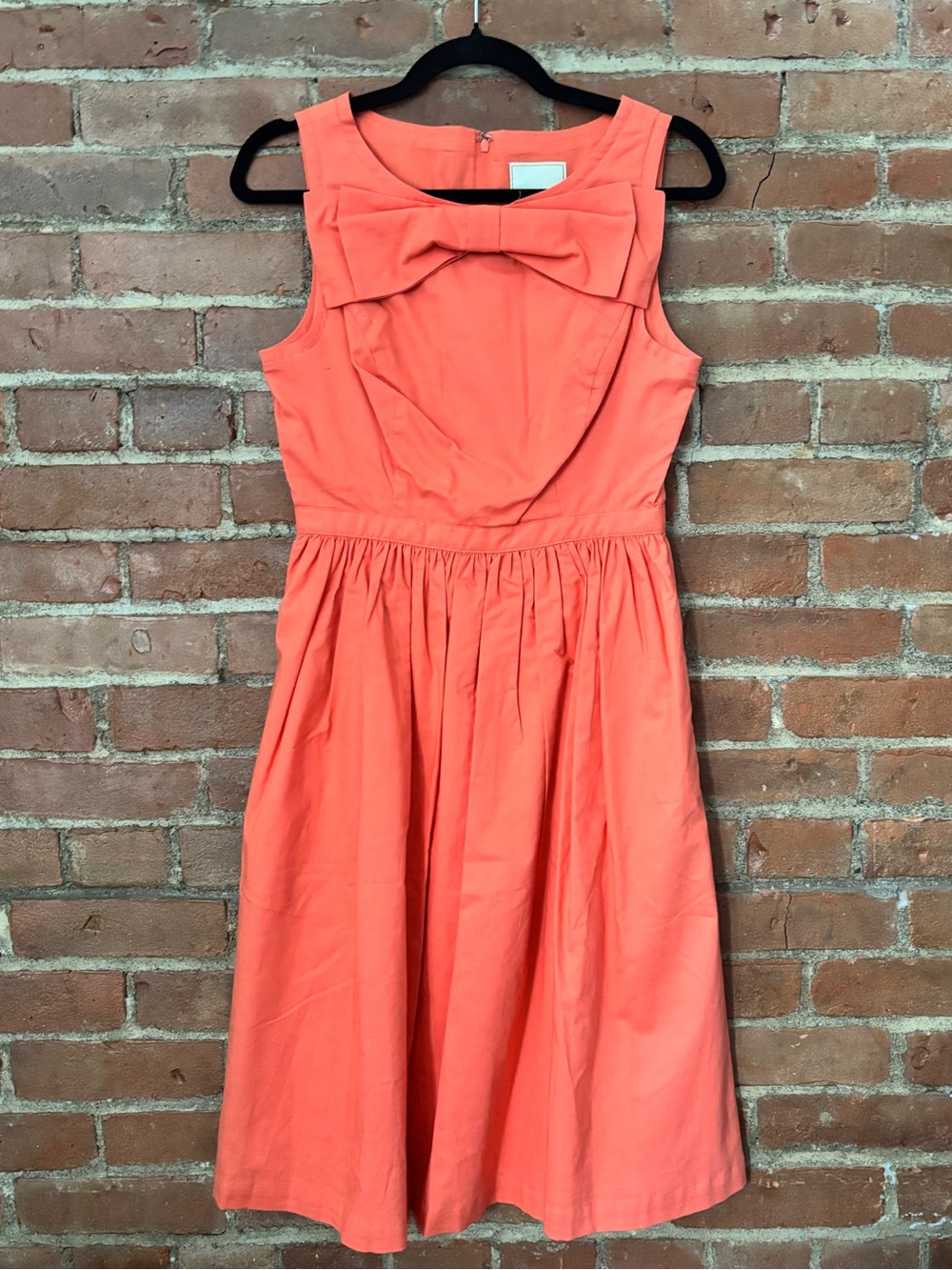 MODCLOTH Sleeveless Orange Bow-Front Fit & Flare Dress